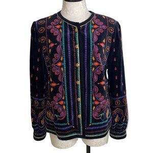 Saxton Hall Vintage Womens Jacket Size Large Paisley Velvet Gold Buttons